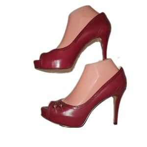Nine West Dark Red Peeptoe Pumps